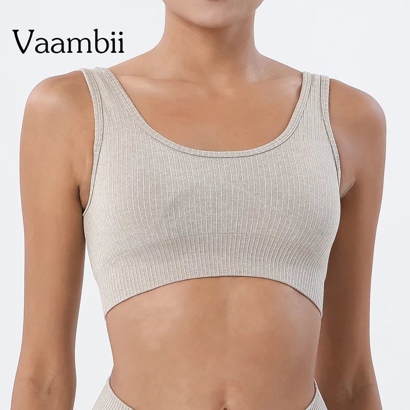 

Sportbra Sporty Push Up Woman's Bra Seamless Ribbed Bra Top With Cups Sports Top Sports Bra Backless Sportbras Women's Underwear