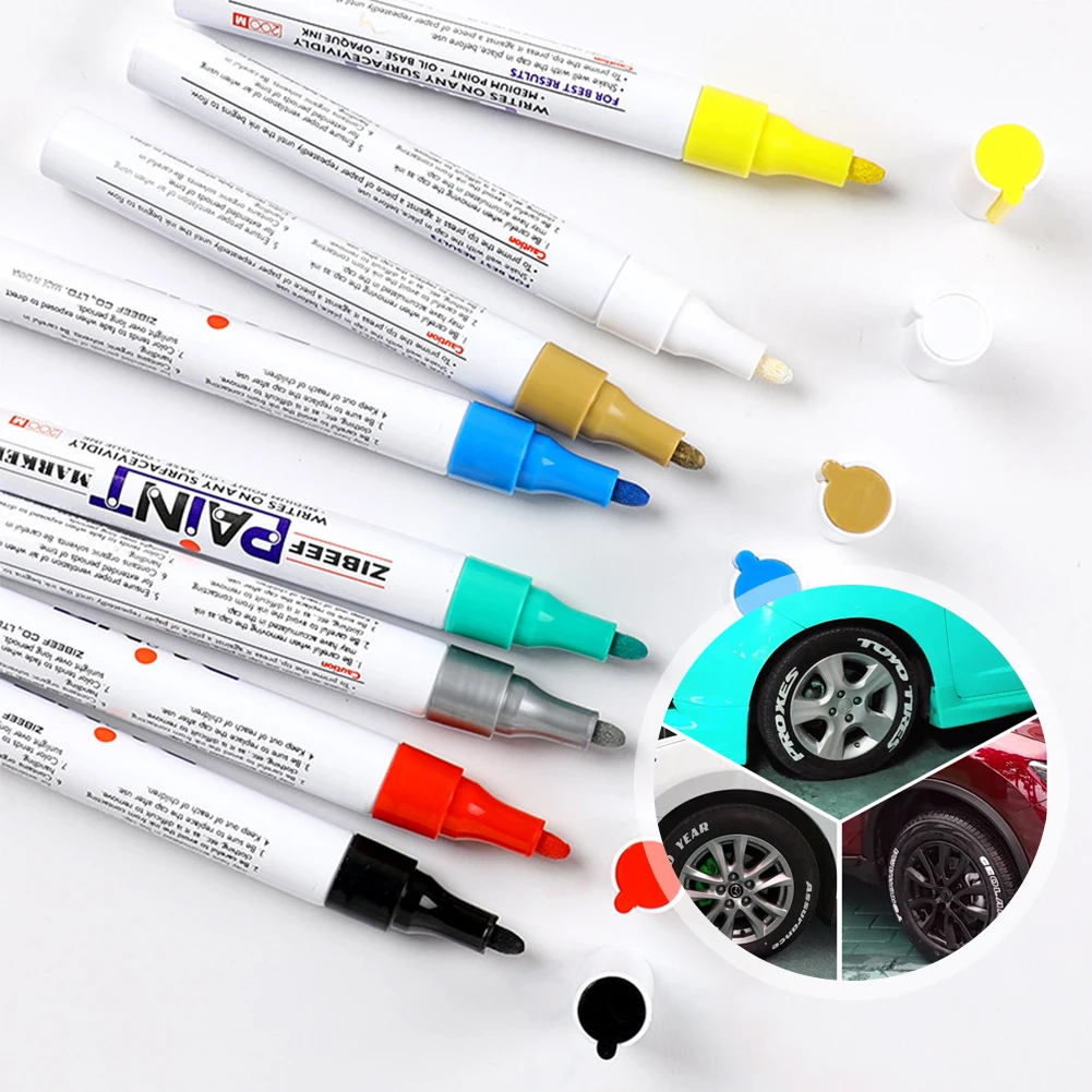 

3pcs White Paint Pens Paint Markers Waterproof Car Tire Oil-Based Paint Pen Set Quick Dry And Permanent Car Accessories