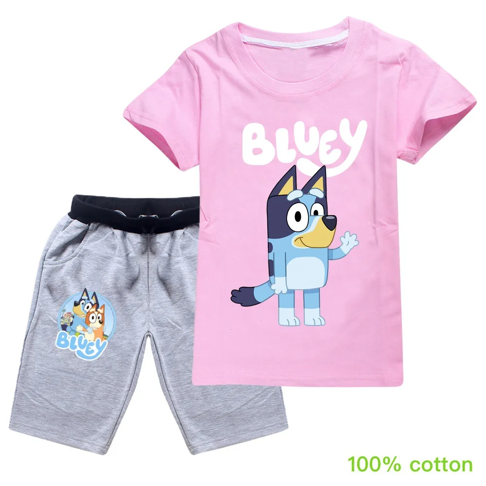 Bingo bluey Детский костюм для мальчиков комплект одежды летняя детская одежда с