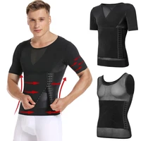mens body shaper compression shirts abdomen shapewear tummy slimming sheath gynecomastia reducing corset waist trainer slim tops