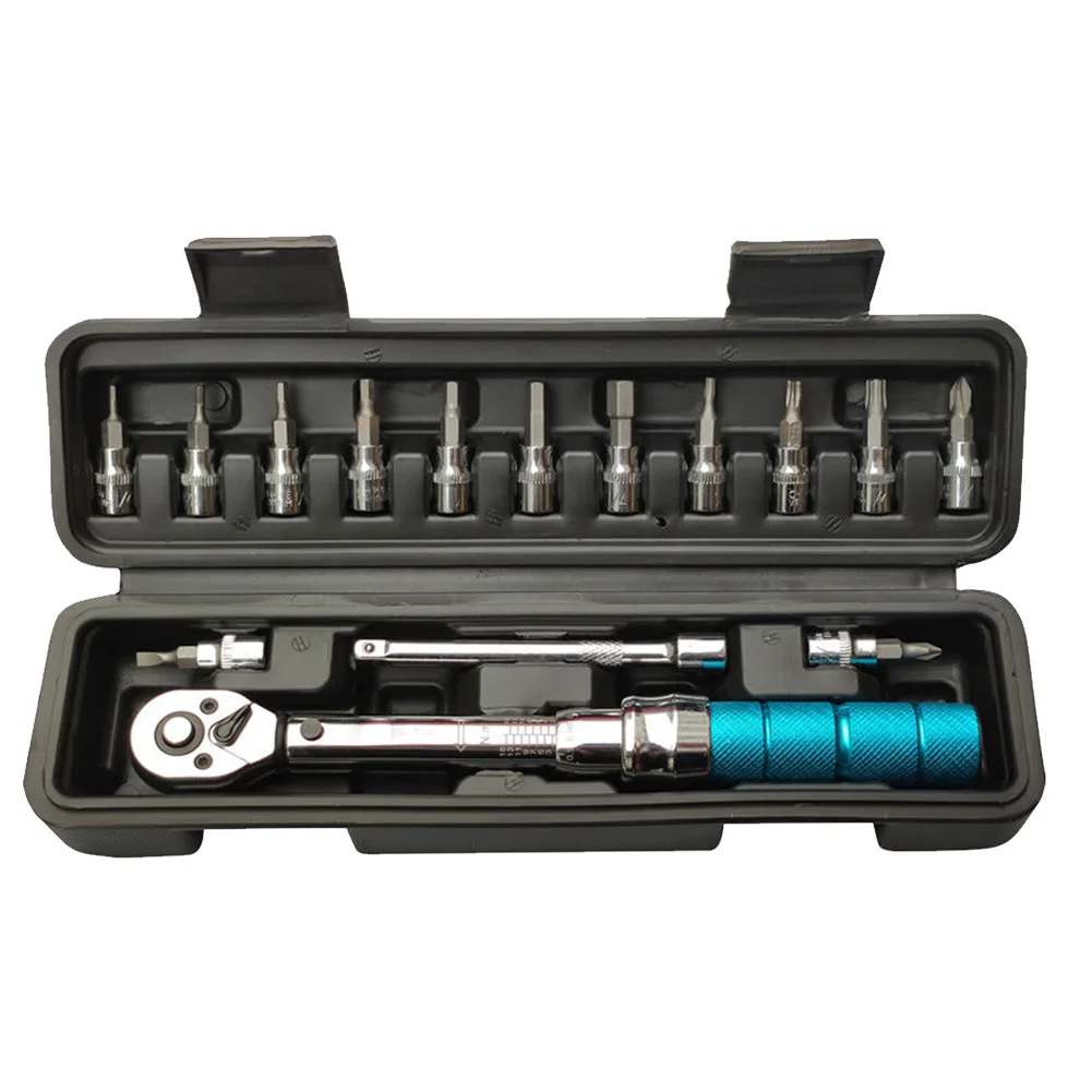 

15pcs Mini Adjustable Bicycle Repair Tools Allen Key Torque Wrench Set Manual Spanner Durable Universal Portable Steel Outdoor