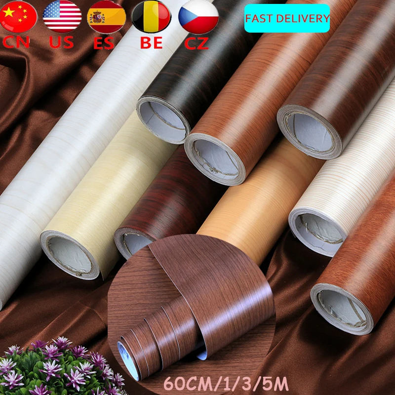 ПВХ деревянные обои для кухонных пленок восстановленная Одежда Шкаф Дверь