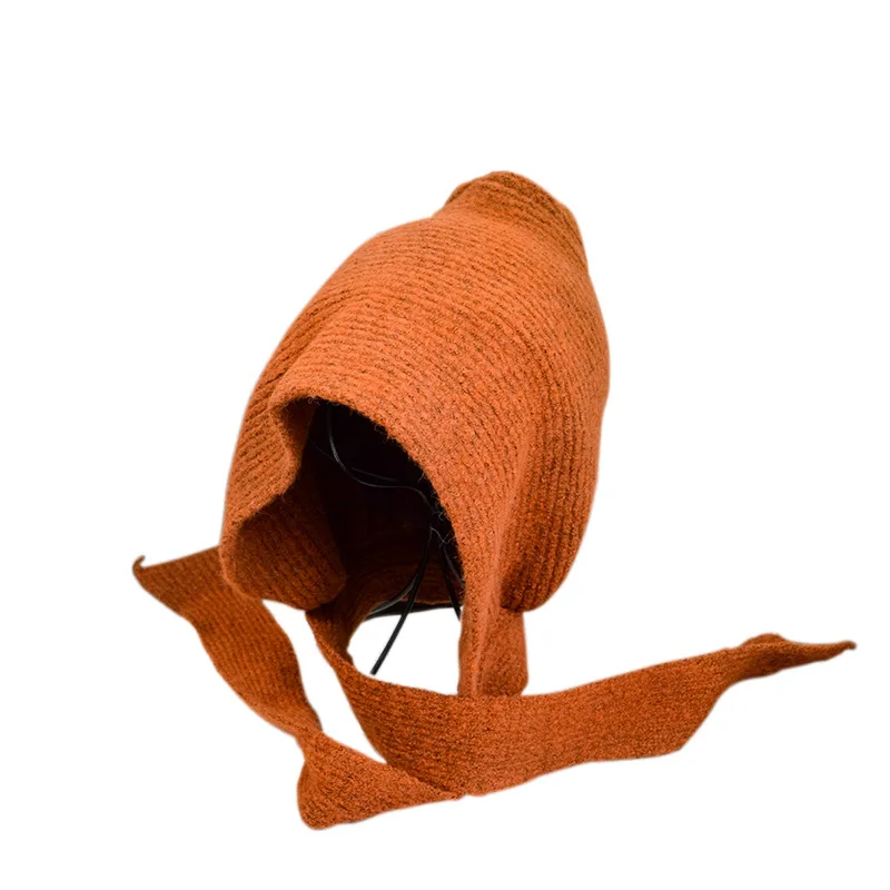 Wolf Grandmother Retro Knitted Wool Women's Casual Solid Color Thermal Earmuff Ushanka Bucket Hat Beanie Rotkappchen |