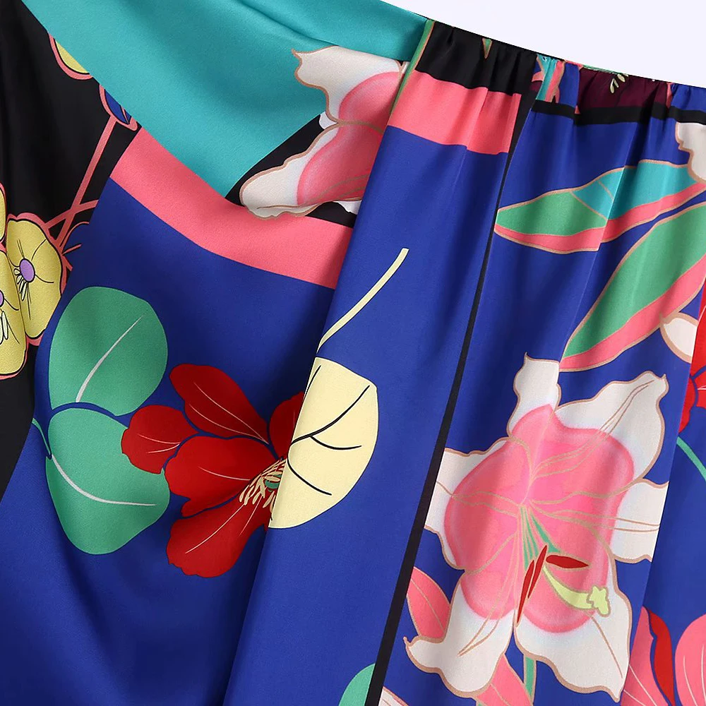 

Unizera 2021 same women's vintage fashion V-neck flower print waist lace up dress women