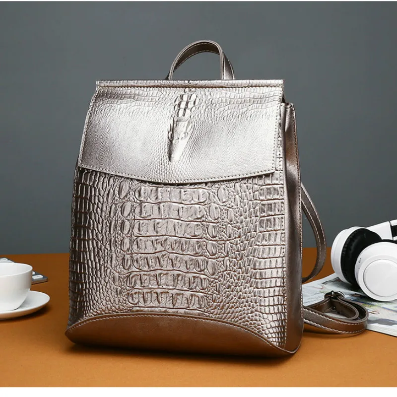 Женский рюкзак из кожи аллигатора новинка 2020 женская мягкая кожаная