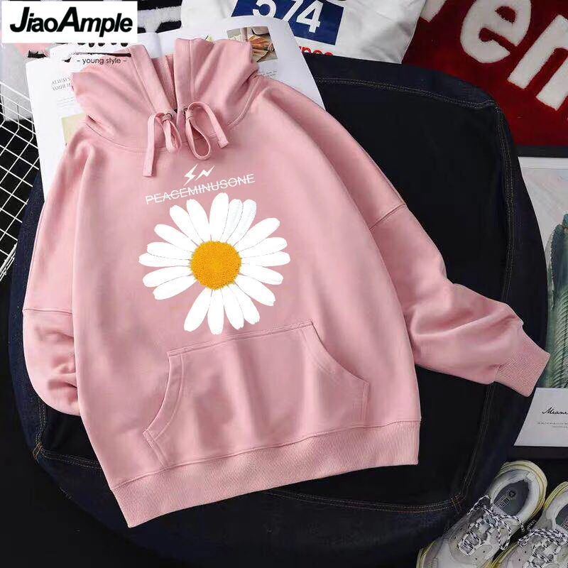

Korean Fashion Print Daisy Letter Hoodies for Women Casual Joker Girls Student Loose Hooded Pocket Cotton Jacket Autumn Pullover