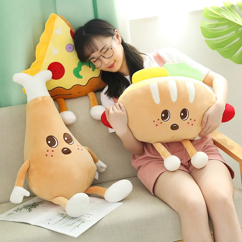 Милые продукты поп Кукуруза гамбургер плюшевые игрушки Моделирование Kawaii экспрессии пиццы мягкая подушка куклы дети Nap Подушка игрушка