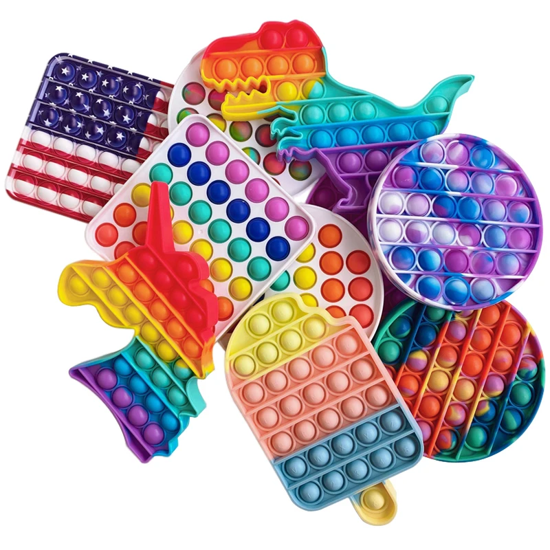 

Pop It Fidgets Reliver Stress Toys Rainbow Push Poppit Bubble Antistress Toys Adult Children Sensory Toy To Relieve Autism