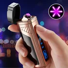 Роскошная беспламенная Usb-зажигалка с 6 дугами, сенсорный переключатель с резаком для сигар, ветрозащитный перезаряжаемый прибор для мужчин