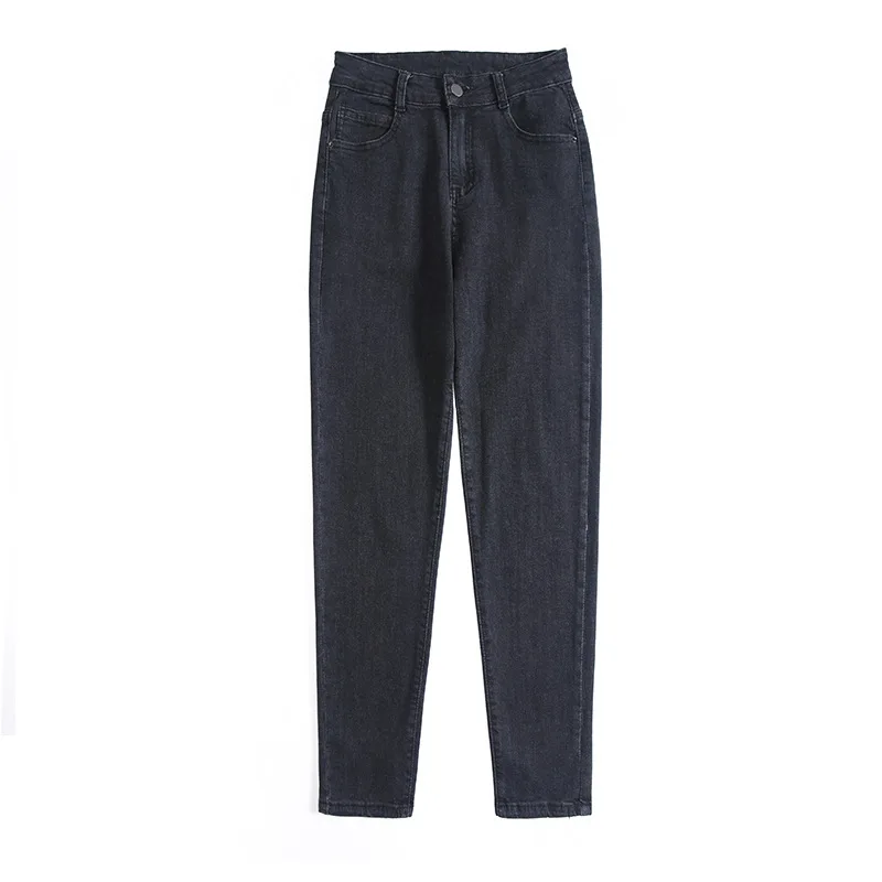 

Winter Fall Fleece Thicken Women Solid Color Simple Fashion Jeans Female High Waist Korean Style Slim Fit Casual Wild Denim Pant