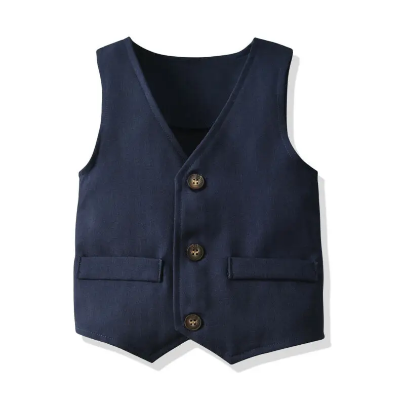 4pcs Kids Baby Clothes Boys Sets Solid Shirts Tops+Vest+Pants Wedding Tuxedo Formal Dressy Suit | Детская одежда и обувь