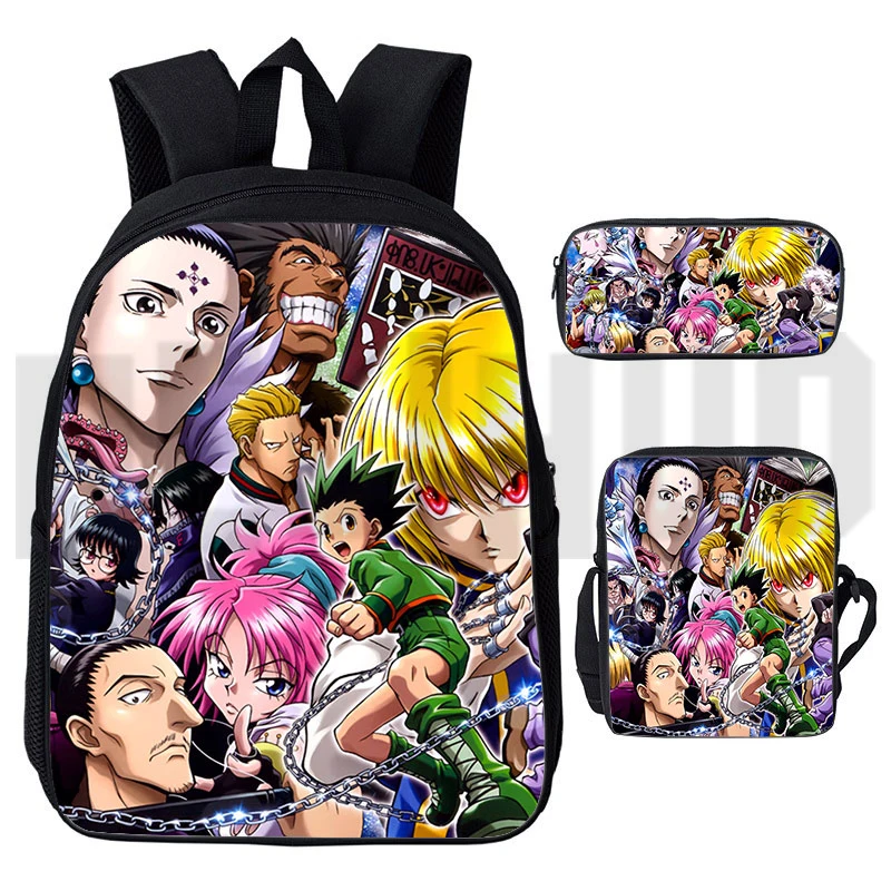 

3D Print Hunter X Hunter Anime Sac A Dos Backpack Men Schoolbags 3 Pcs/Set Rucksack Teenager Mochila (Pencil Case ,shoulder Bag)