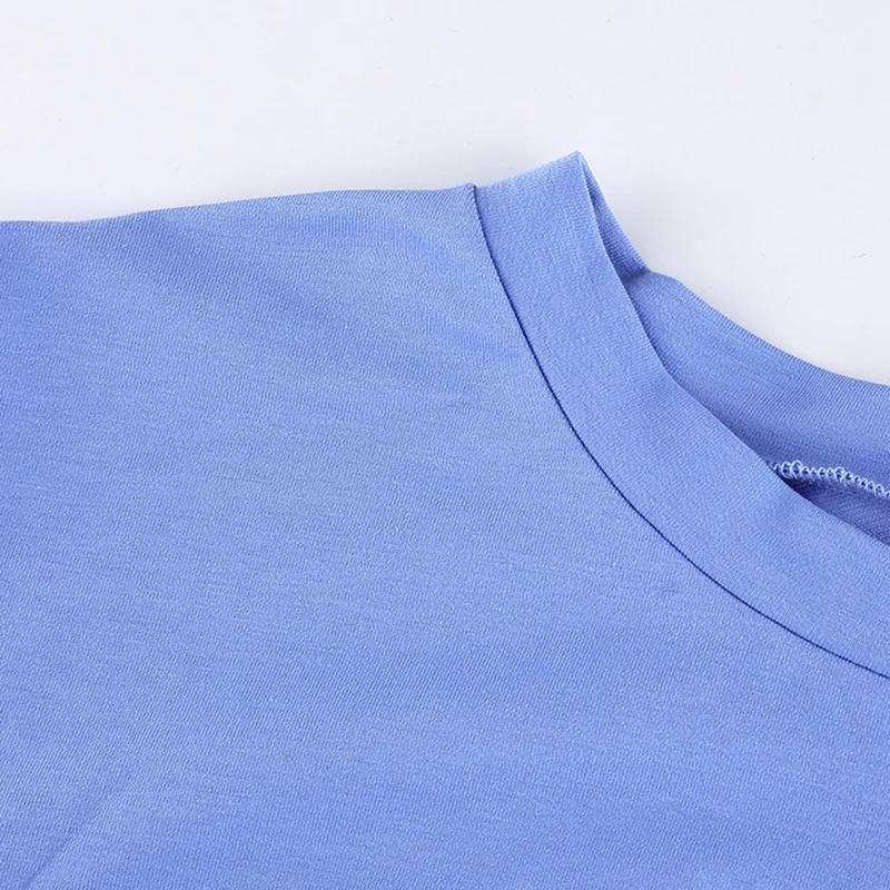 

Cropped Sweatshirt Letter Print Pullovers Blue Short Sporty Long Sleeve O Neck Sweatshirt Casual Sportwear