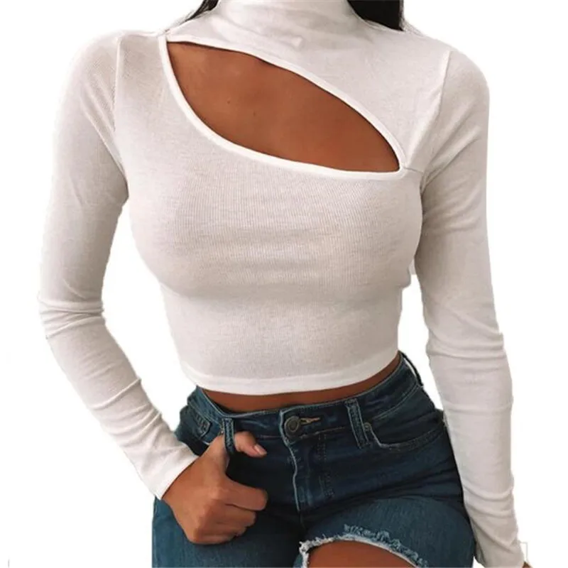 

Women Hollow T-shirt Fashion Ladies Princess Tee Solid Short T-Shirt Autumn Summer Woman Slim Long Sleeve T shirt Streetwear