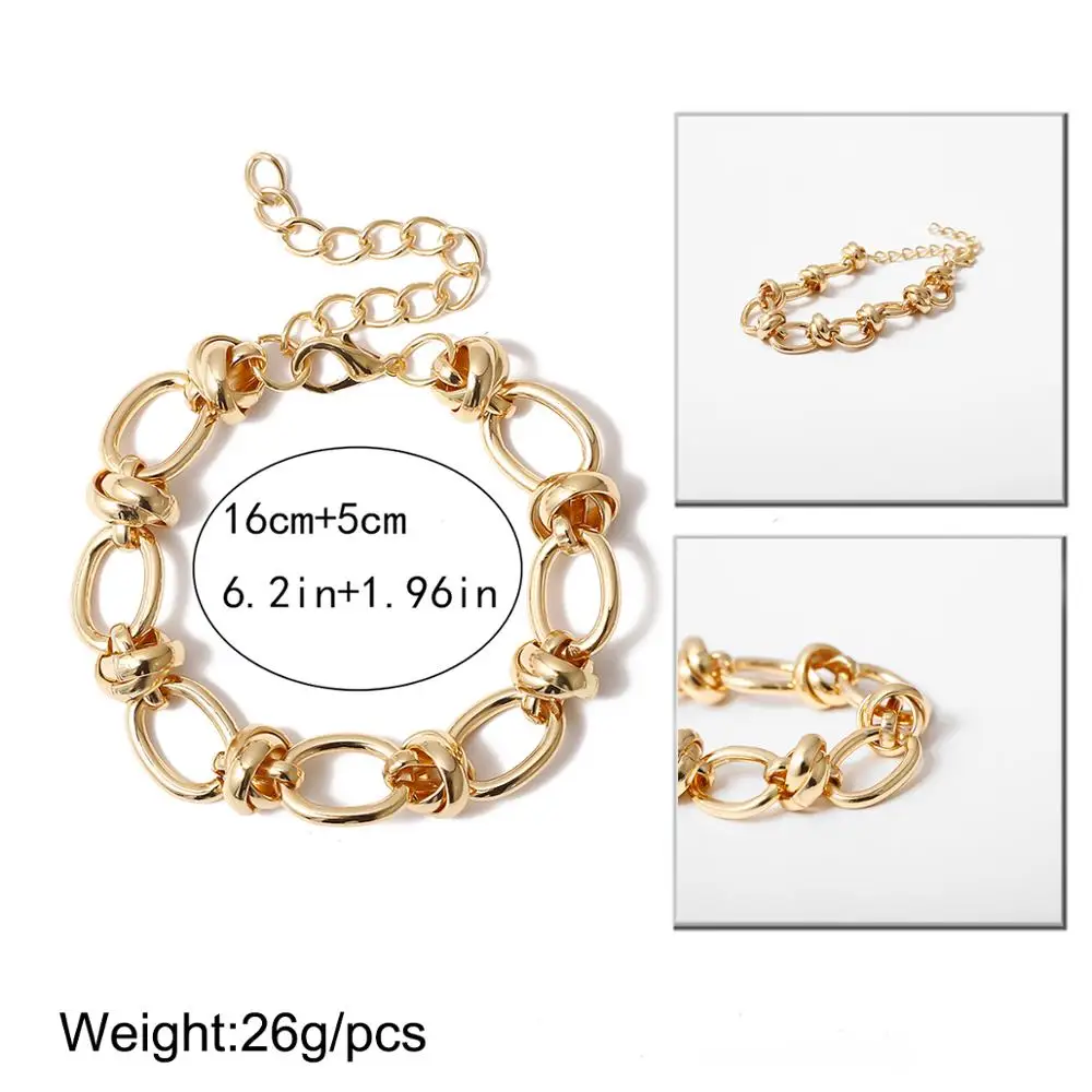

Lacteo Punk Gold Color Twist Chain Charm Bracelet Statement Jewelry 2020 for Women Exaggerated Round Cross Chain Dangle Bracelet