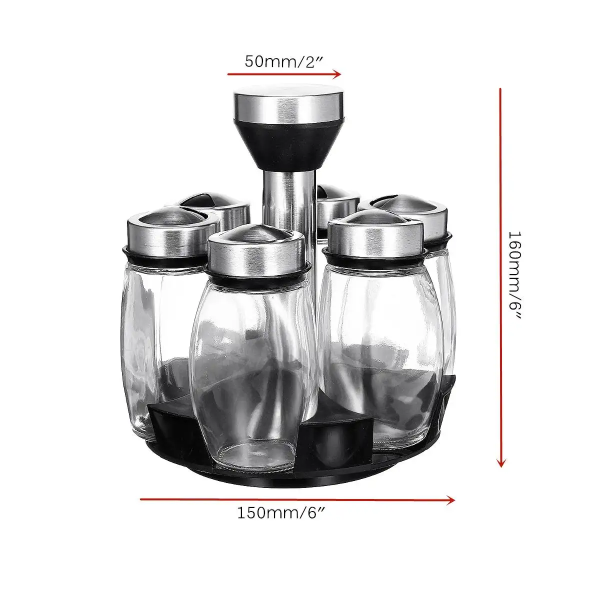 Вращающаяся емкость для приправ подставка хранения 6 бутылок солонка перца