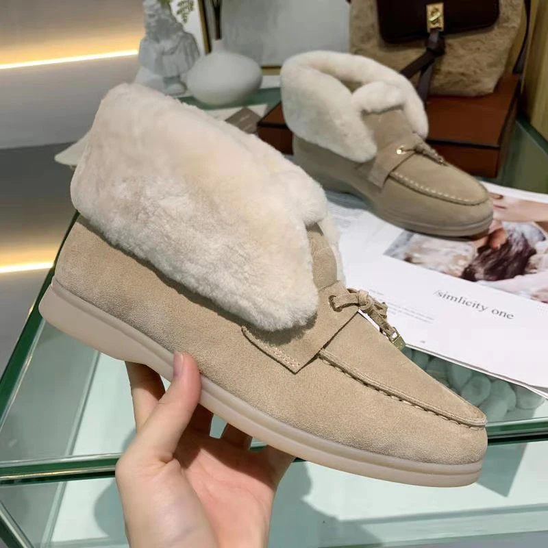 

Vallu winter real wool warmth, flat-bottomed casual all-match, exquisite and elegant women's short boots