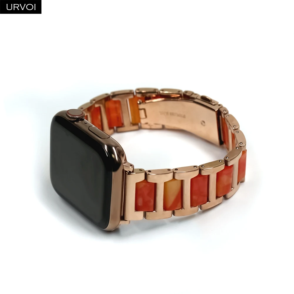 Браслет URVOI link для Apple Watch series 6 SE 5 4 3 2 1 браслет iwatch из нержавеющей стали с резиновым