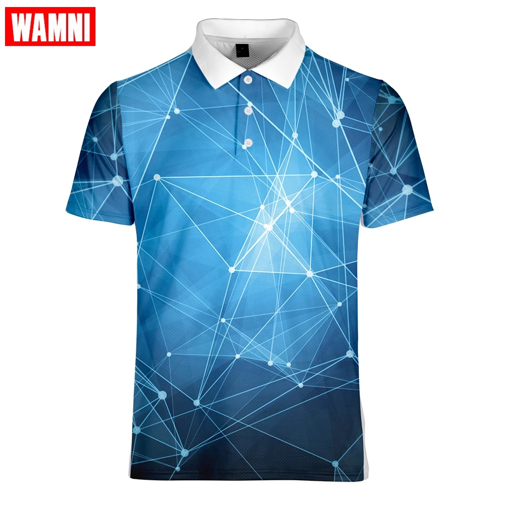 WAMNI 3D теннисная футболка, Повседневная Спортивная футболка для бадминтона, быстросохнущая свободная футболка с отложным воротником, Мужская Уличная рубашка-поло для джентльмена