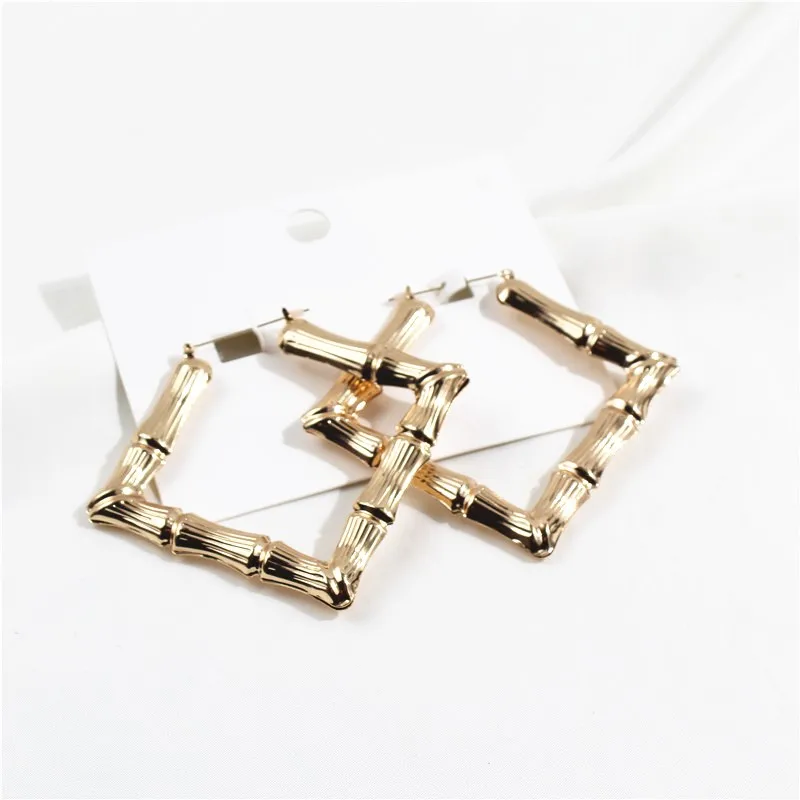 Женские серьги-кольца в стиле хип-хоп золотые металлические большие квадратные