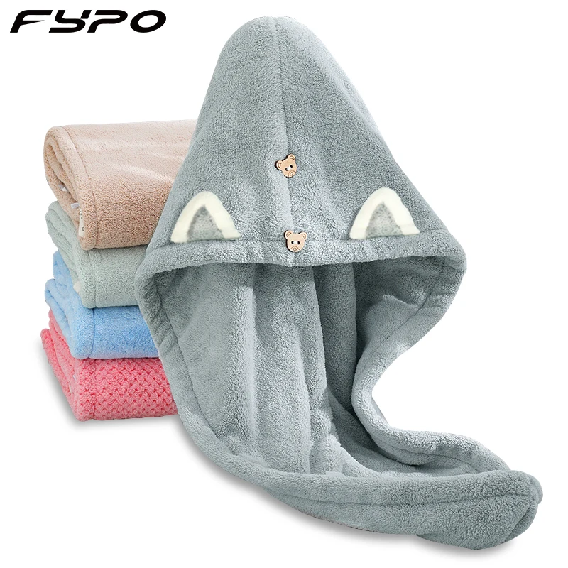 Cute Women And Child After Shower Hair Drying Hat  Absorption Turban Towels Bathing Tools