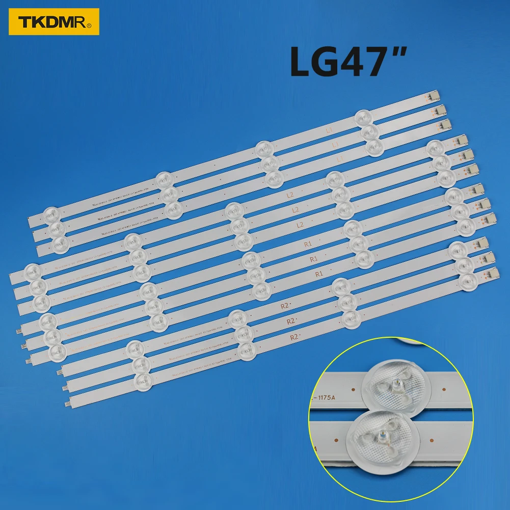 

TKDMR 12pcs x 47" LED Backlight Strips for LG TV 47LN5200 LG47LP360 7LN540S 47LN519C 47LN613S 6916L-1174A 1175A 1176A 1177A