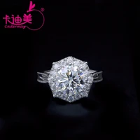cadermay 3ct 9mm round brilliant cut moissanite diamond ring in 925 sterling silver wedding party gifts for women