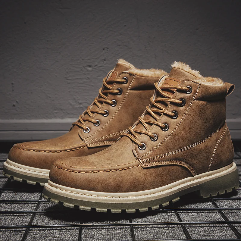 

Winter Boots for Men Plush Warm Ankle Booties Men's Shoes Man Chaussure Homme Footwear Male Sneakers Plus Size 2021 bnm13