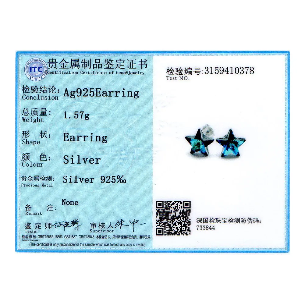 

Embellished with Crystals Women Earrings 925 Sterling Silver Star Earrings Fashion Jewellery Gifts Adcz