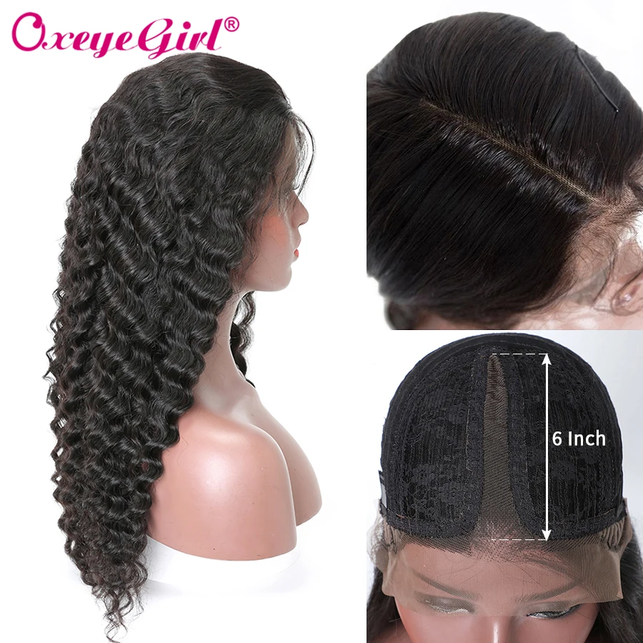Oxeyegirl глубокая волна кружева часть парик предварительно сорвал с волосами