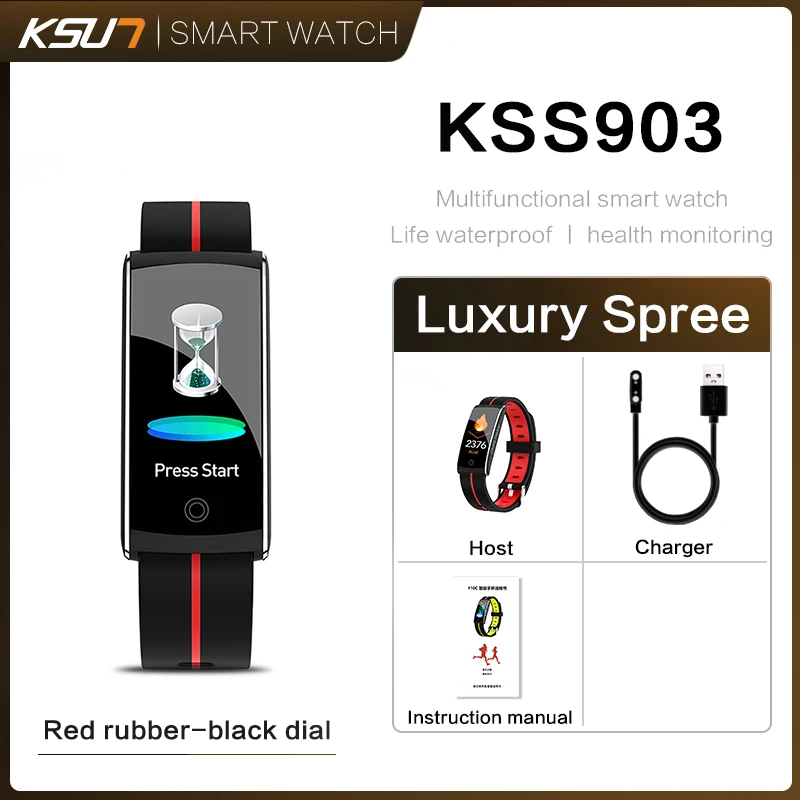 KSS903-R KSUN KSS903 умный браслет с монитором сердечного ритма ЭКГ кровяное давление IP68 фитнес-трекер Wrisatband Смарт-часы - Цвет: KSS903-R