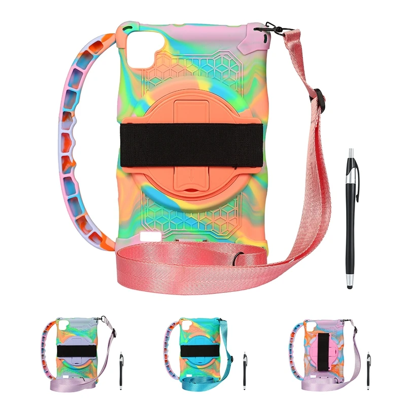 

Tablet Case for Samsung Tab A7 Lite 2021 8.7 Inch T220 T225 Silicone Case Stand with Handle Strap and Pen