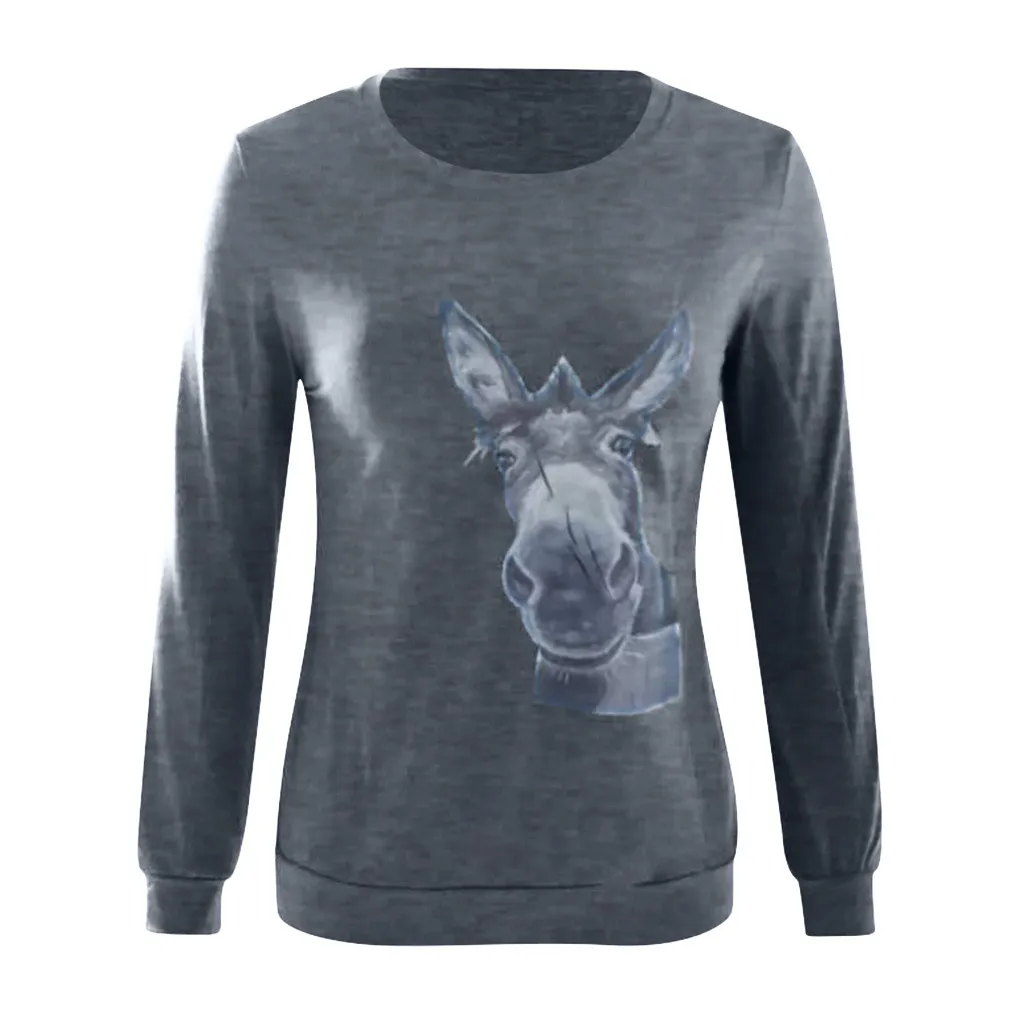 Женская толстовка с объемным животным принтом забавная Толстовка длинным