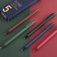 5pcsbox kaco retro dark colored gel pens retractable 0 5mm fine point dark redgreenbrownblue black pens for journaling