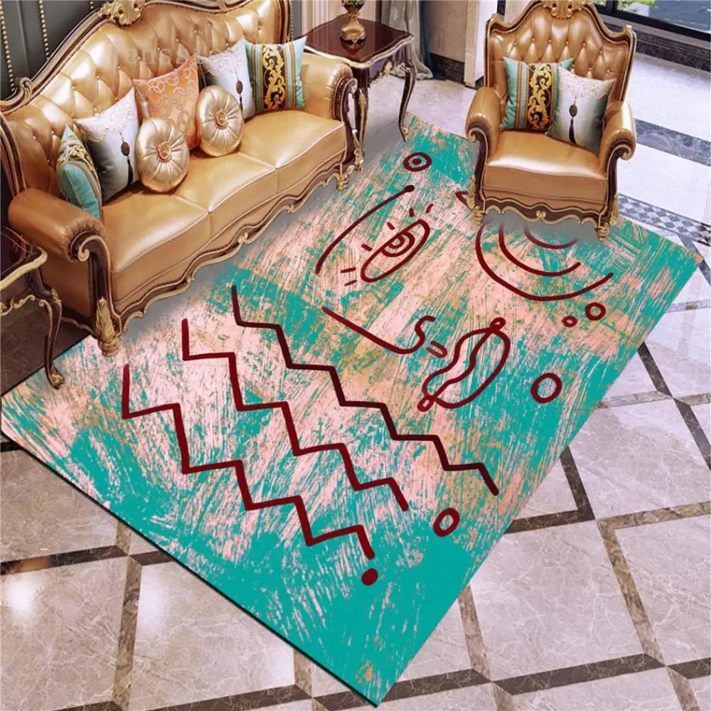 

INS Trend Simple Illustration 3D Printed Rugs Area Rugs Door Mat Carpet Floor Bedroom Doormat Non-slip Mat Living Room