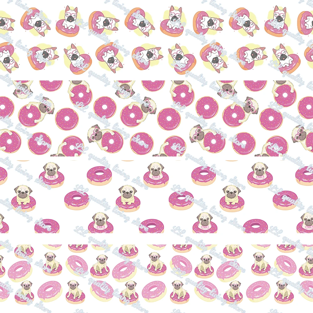 

Мультяшный пончик и бульдог/собака печатная корсажная и атласная Модная лента ручная работа тканые брендовые этикетки подарочная упаковка...