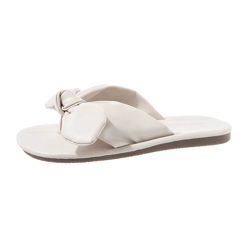 

Shoes Woman 2021 Slippers Summer Pantofle Butterfly-Knot Luxury Slides Shale Female Beach Soft Flat New Designer Sabot Basic Fas