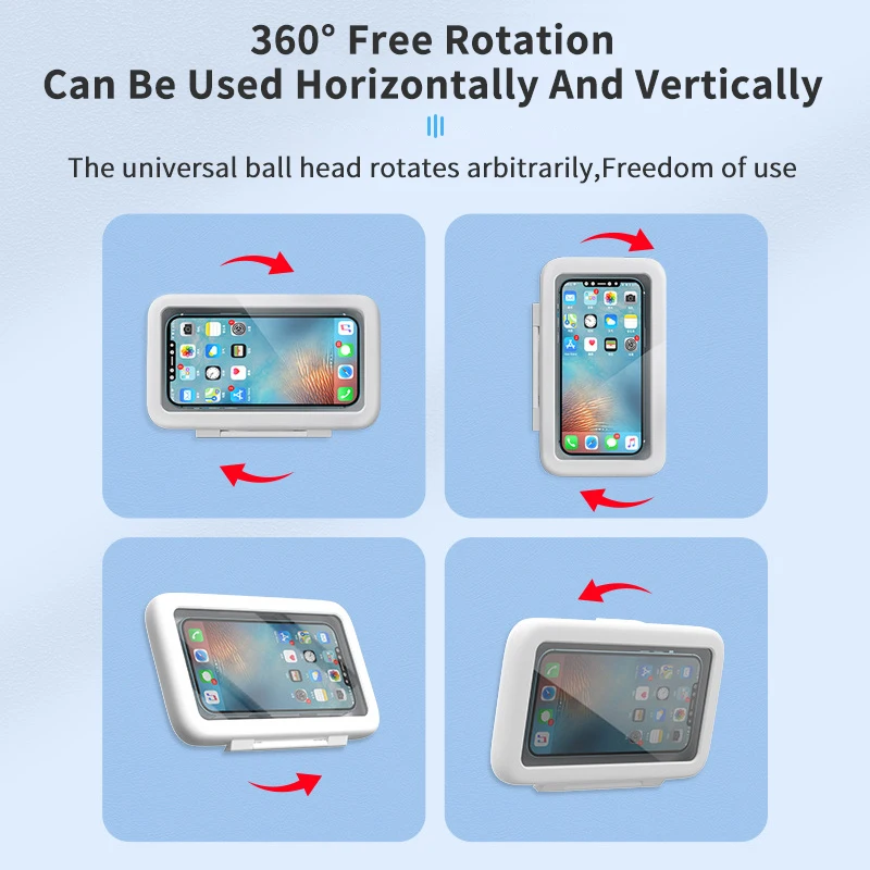 bathroom waterproof phone holder wall mount shower case anti fog 360° free rotation high sensitivity touch screen mobile holder free global shipp