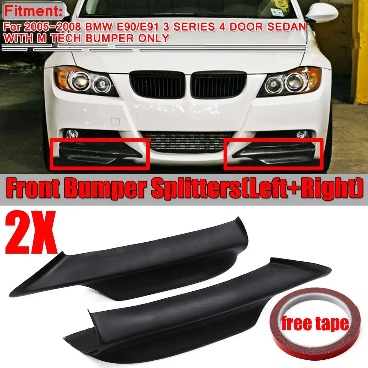 Пара переднего бампера для BMW E90 E91 разветвитель 3 серии 4Dr Sedan M Tech 2005 2006 2007 2008