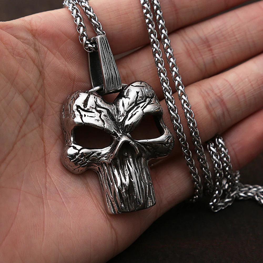 Винтажное ожерелье в виде черепа из нержавеющей стали для мужчин готический