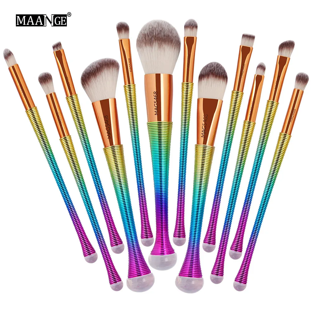 12 шт. Кисть для макияжа нейлоновые тени век подводка бровей мягкие косметические