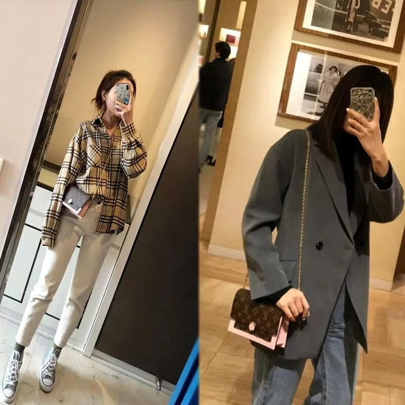 

New style messenger handbag all-match single shoulder chain small square bag printed leather flower handbag purse