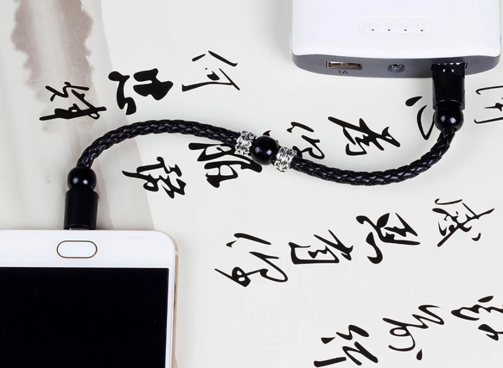 VITOG заряжатель USB браслета кабель для быстрой зарядки Кожаный Плетеный ручной цепи строка данных для Iphone type-C Android