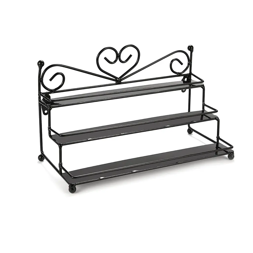 Кованая железная стойка для хранения лака ногтей трехслойная духов подставка