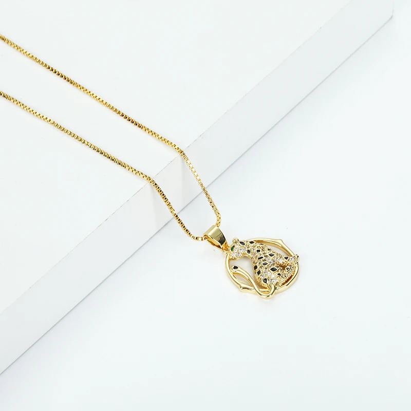 

Daihe Punk Gold Plated Spotted Leopards Pendant Necklace Women Adjustable Micro Inlay 5A Zircon Copper Necklace Female Jewelry