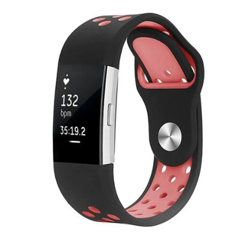 black pink Спортивные часы ремешок для FitBit Charge 2 Силиконовый Браслет ремешок для Charge 2 браслет умные Браслеты Аксессуары - Цвет ремешка: black pink
