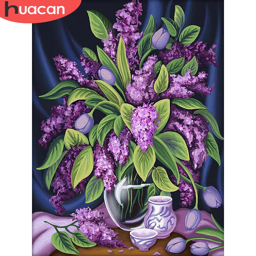 

HUACAN DIY 5D Diamond Painting Flower Mosaic Diamond Embroidery Lilac Picture Of Rhinestones Home Decor