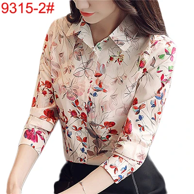 Женская шифоновая блузка, рубашка,, женская одежда, длинный рукав, Blusas, шифон, женские офисные блузки, с принтом, в полоску, в горошек, для девушек, OL, Топ - Цвет: 9315-2