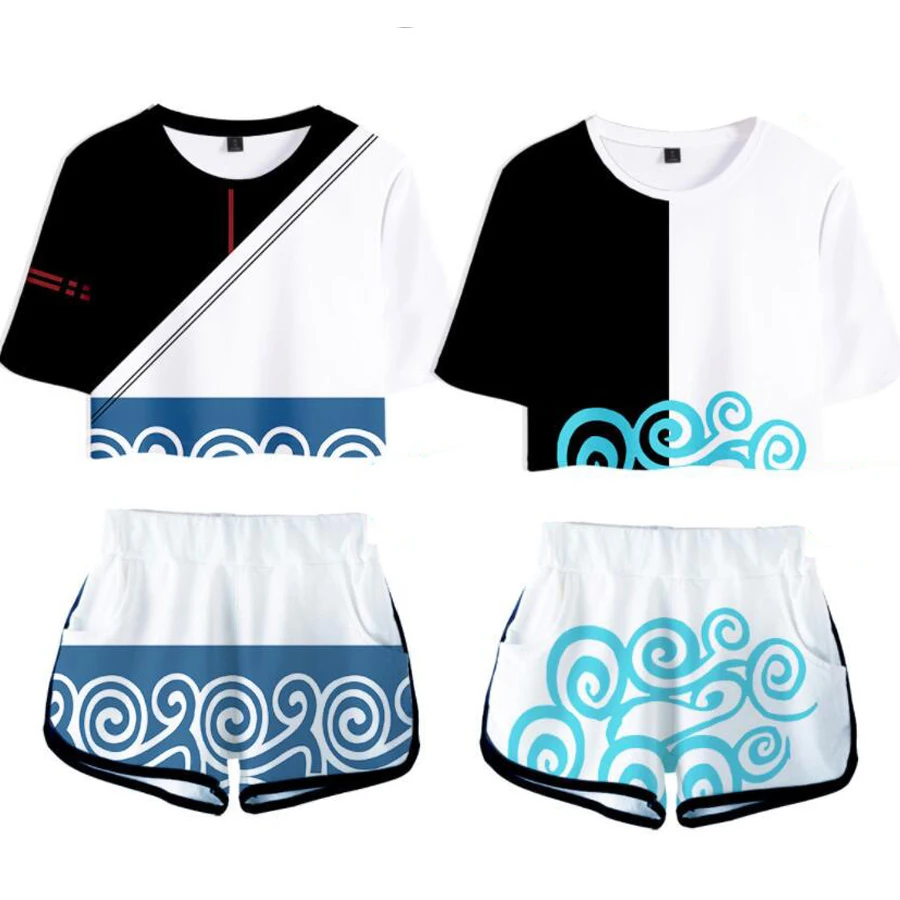 

Женский комплект из двух предметов: кроп-топ и шорты с 3D-принтом