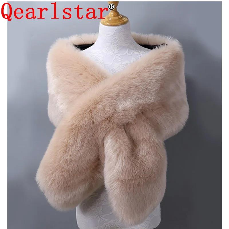 Qearlstar Свадебная шаль из искусственного меха Роскошные зимние куртки накидка